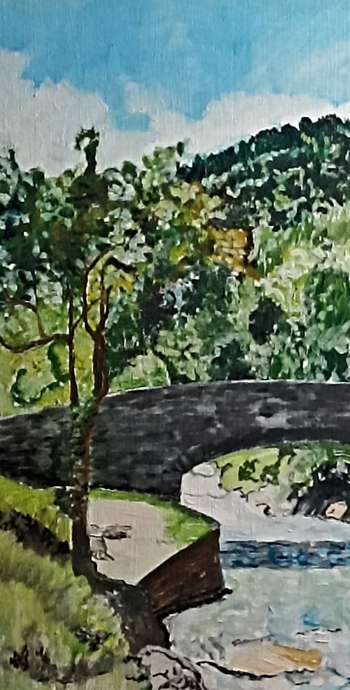 Bridge and mountain by Isabelle Lucas