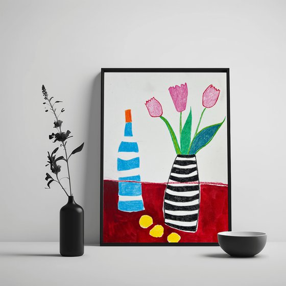 Pink Tulips with Wine Lemons