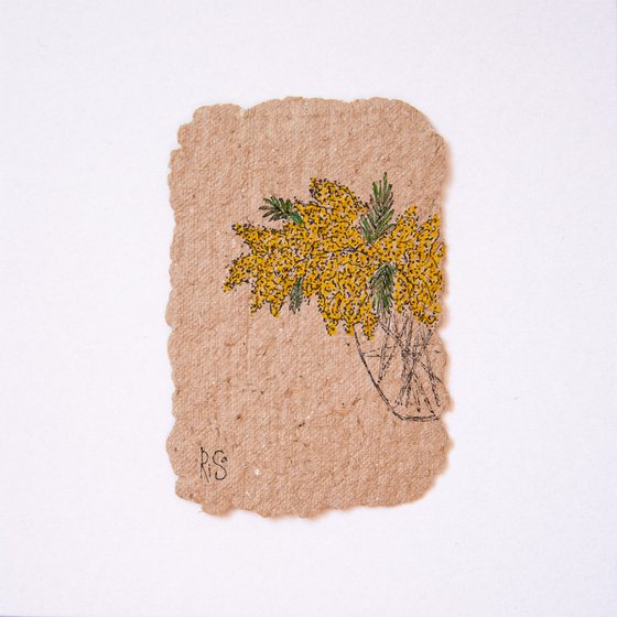 Mimoza bush drawing on the author's craft paper