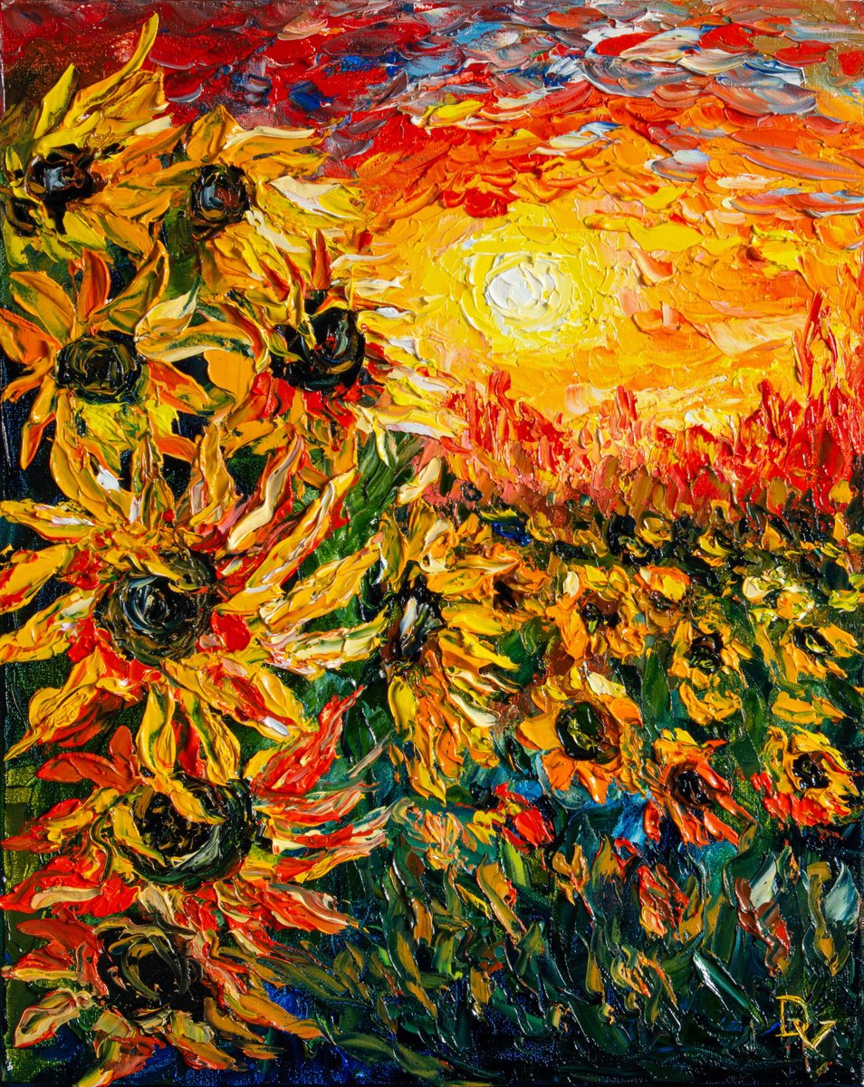 Impressionistic Botanical Oil Painting By Vladyslav Durniev, 16 X 20", Echoes Of The Sun, Original Artwork