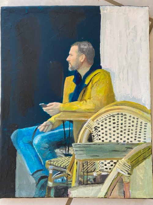 Man Sitting At Cafe by Andrew  Reid Wildman