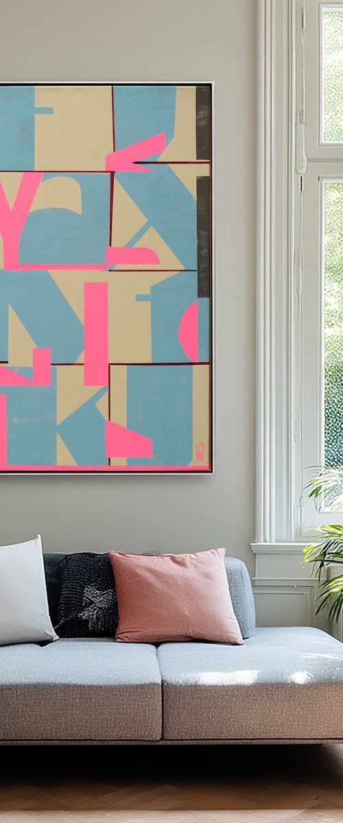 Typopop in neon pink and blue by Ronald Hunter