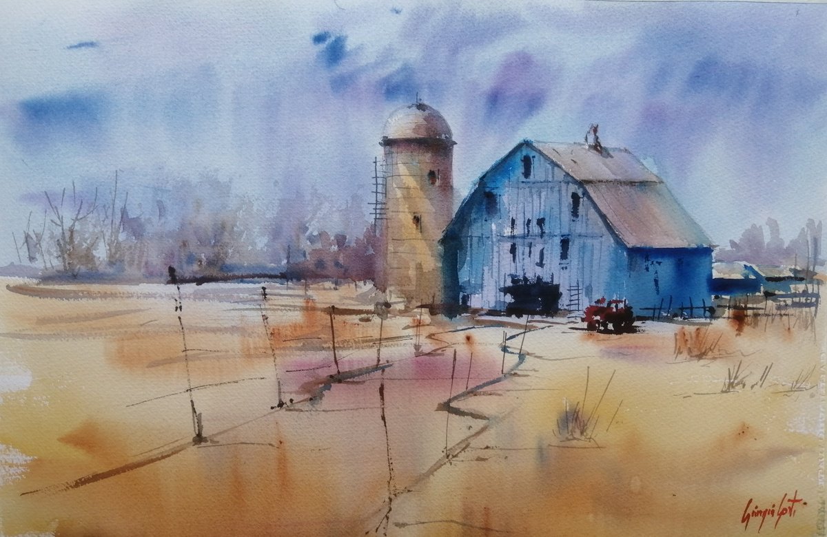 Impressionistic Watercolour , Old Barn 14 By Giorgio Gosti, 21 X 14, Artwork For Sale On Artfinder