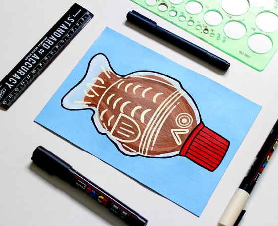 Soy Sauce Fish Painting on Unframed A5 Paper