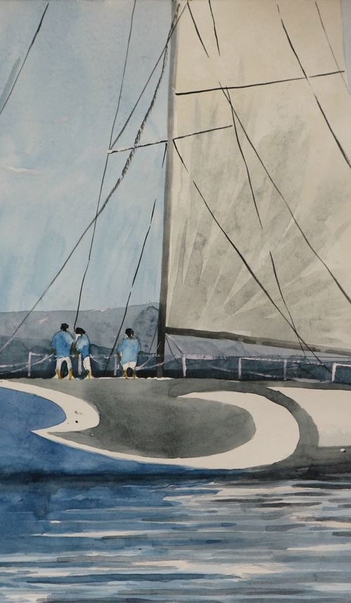 Regatta. Watercolor 24*60cm by Eugene Gorbachenko