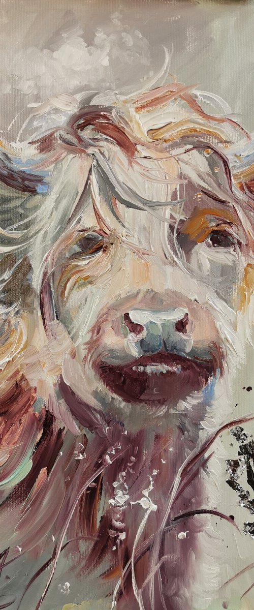 Bull Painting, christmas art by Annet Loginova