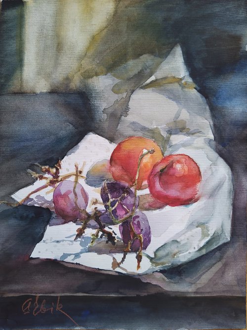 Tomatos and grapes by Irina Bibik-Chkolian