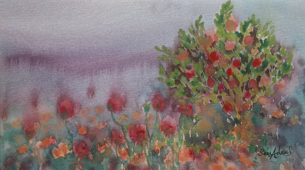 Poppies and the apple tree by Samantha Adams