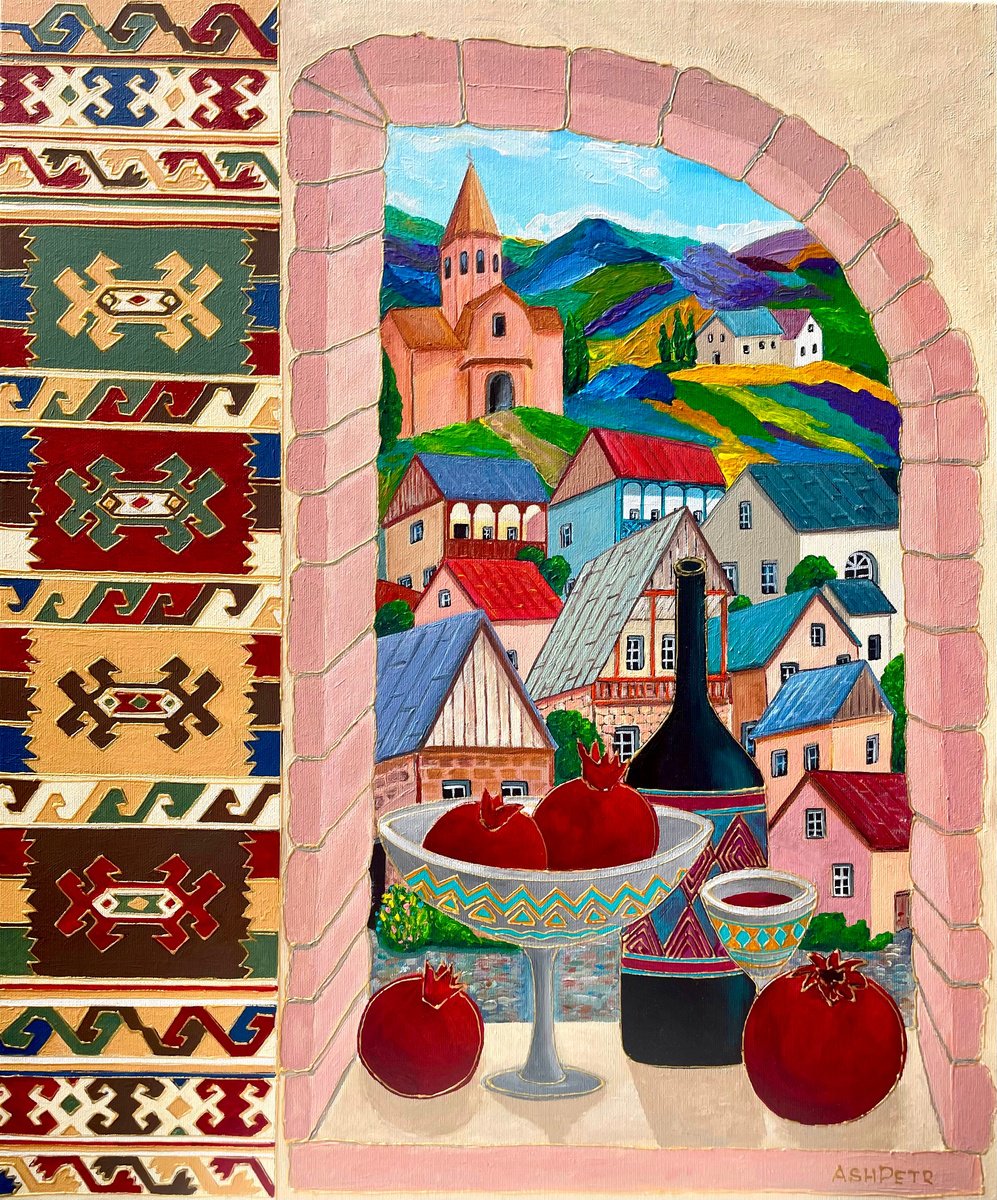 Abstract Acrylic Painting By Ashot Petrosyan, 20 X 24, One Day In Armenia, Original Artwork