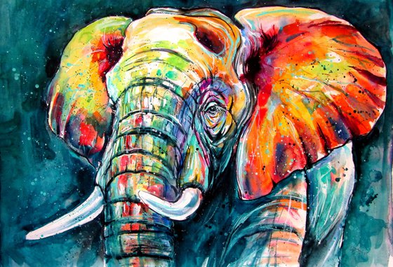 Majestic colorful elephant