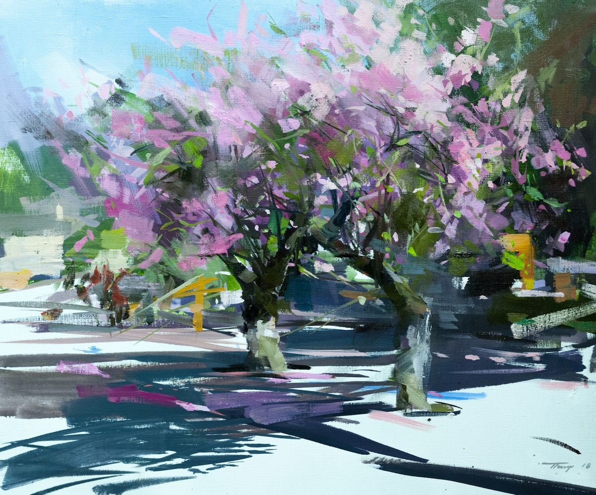 Spring Painting Sakura Blossom by Yuri Pysar