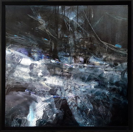 LARGE FRAMED MINDSCAPE DARK BEAUTY ABSTRACT MELANCHOLIA INSIDE OF AN ETERNITY NIGHT BY O KLOSKA