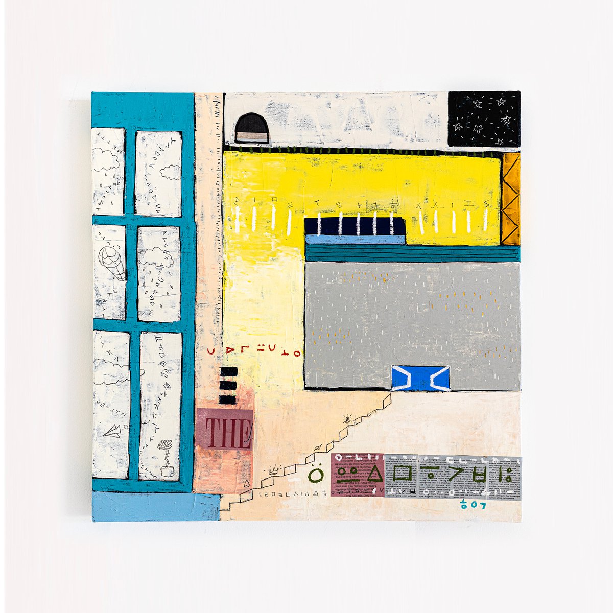 Abstract Acrylic Painting By Hyunah Kim, 24 X 24, Insomnia Ii, Original Artwork