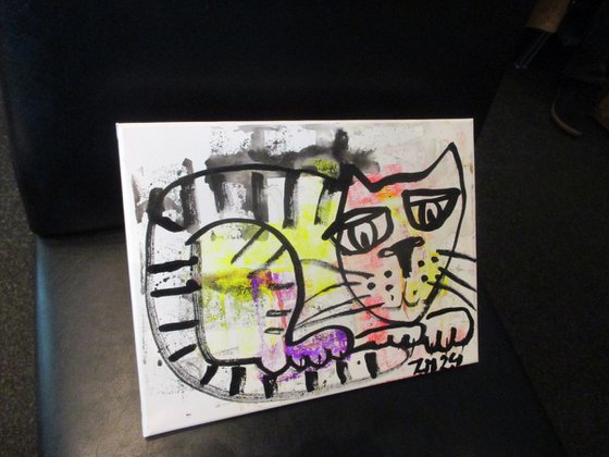 expressive neon cat  11,8 x 15,7 inch