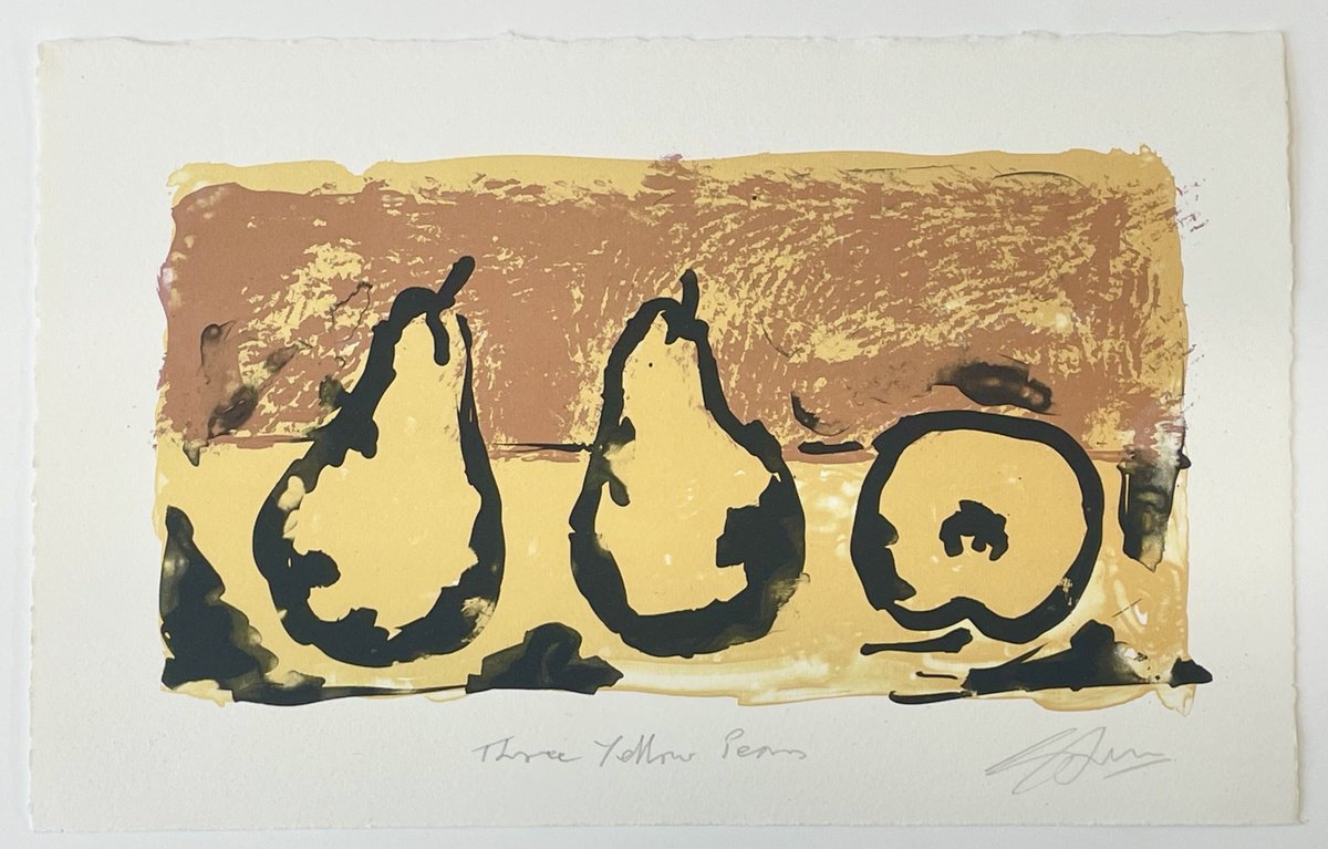 Expressive Limited Edition Print , Three Yellow Pears By Simon Lawson, 14 X 9, Artwork For Sale On Artfinder