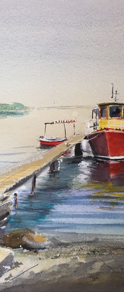 Red, old boat by Tihomir Cirkvencic