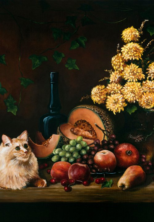 "Still life with a red cat" by Oleg Baulin