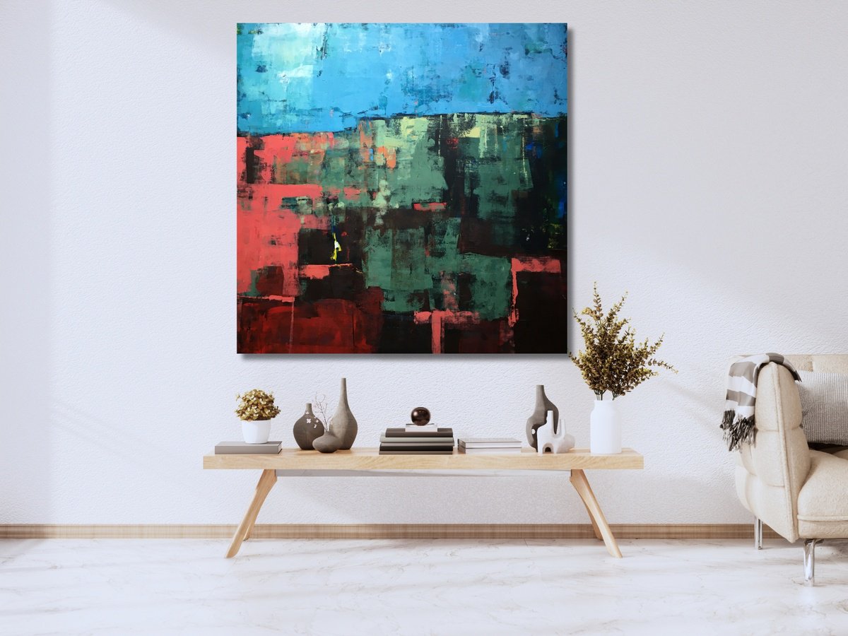 Impressionistic Landscape Acrylic Painting By Nick Molloy, 59 X 59", Rambling Days, Original Artwork