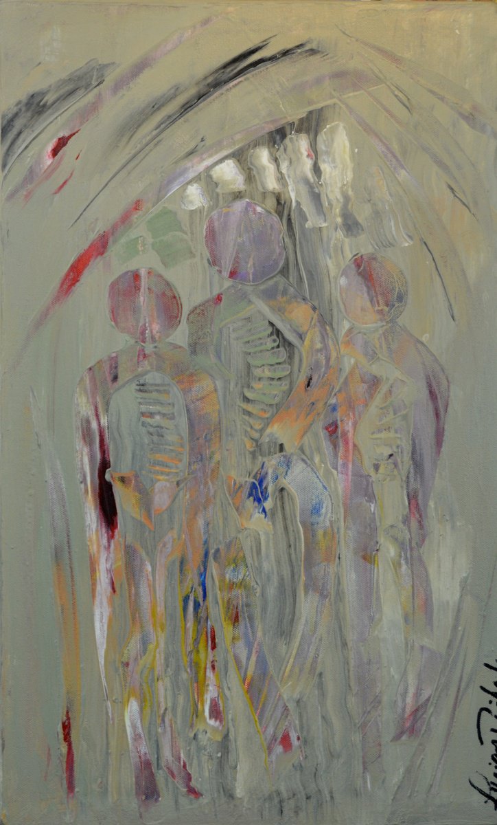 Surrealistic Portrait Acrylic Painting By Lucian Richards, 13 X 21", Purgatory, Original Artwork