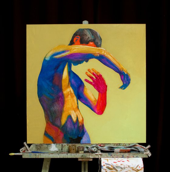 multi-colored portrait of a man