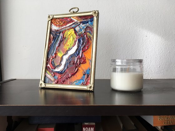 "River Of Life" - Original PMS Micro Painting, Framed - 5" x 8"