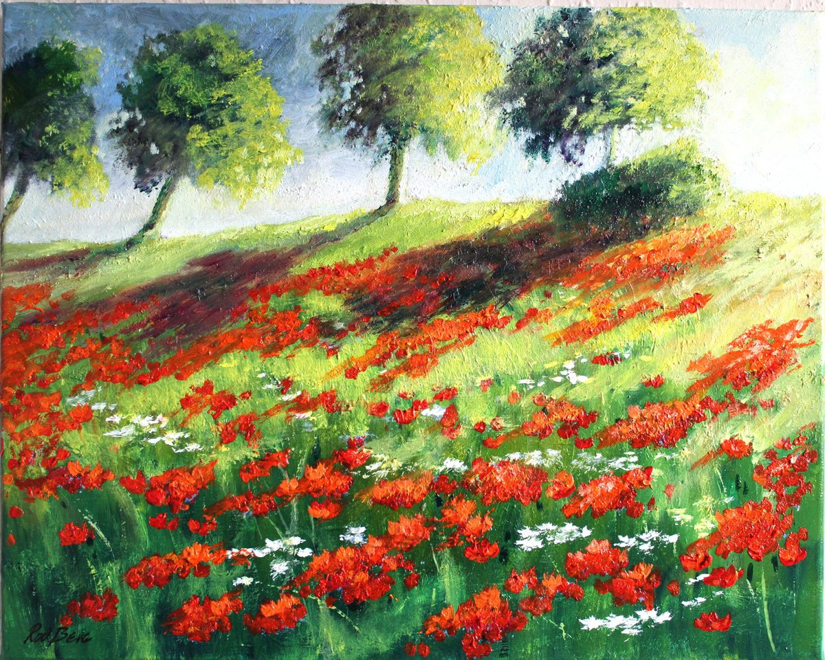 A Smile Of Poppies In The Sun By Rod Bere, 20 X 16, Artwork For Sale On Artfinder