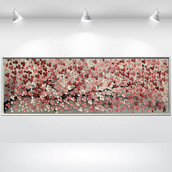 Just a Branch  acrylic abstract painting cherry blossoms nature painting framed canvas wall art