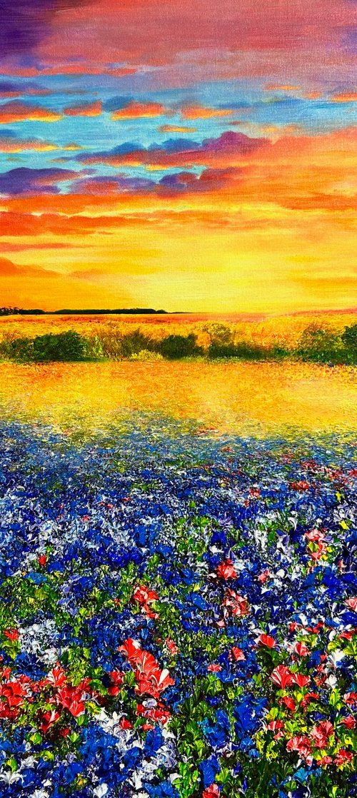 Bluebonnets Glow by Kenneth Halvorsen