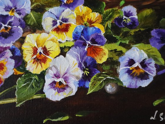 Pansies in a Basket