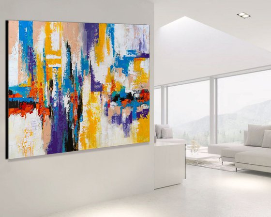 Stay Close To Me - XL LARGE,  TEXTURED ABSTRACT ART, PALETTE KNIFE ART – EXPRESSIONS OF ENERGY AND LIGHT. READY TO HANG!