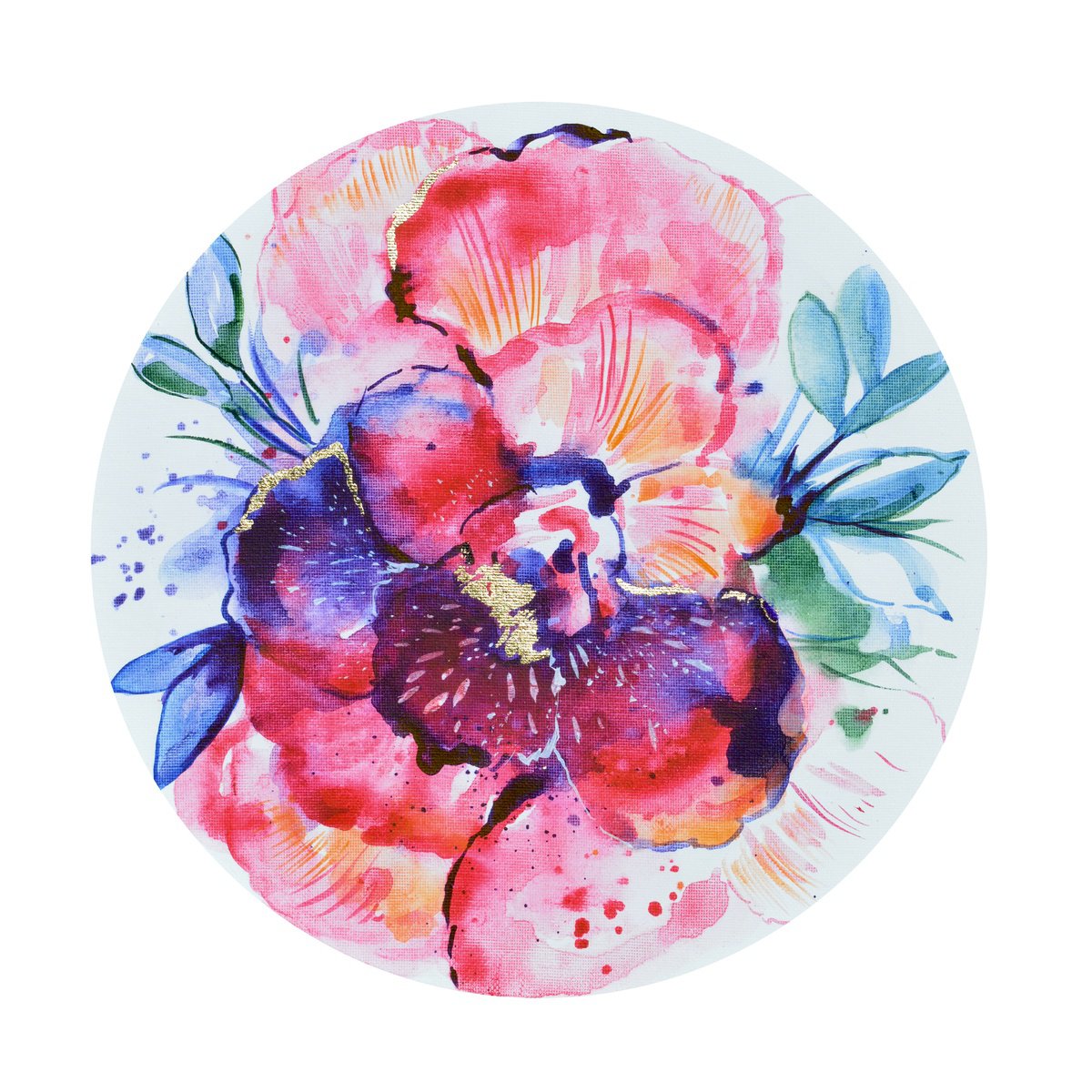 Abstract Botanical Watercolour By Milena Gaytandzhieva, 12 X 12", Spring Charm 1, Original Artwork