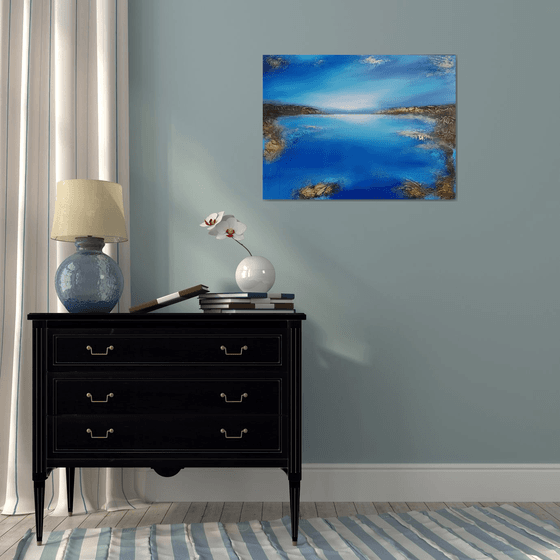 A large original modern semi-abstract seascape painting "Depth of the sea"