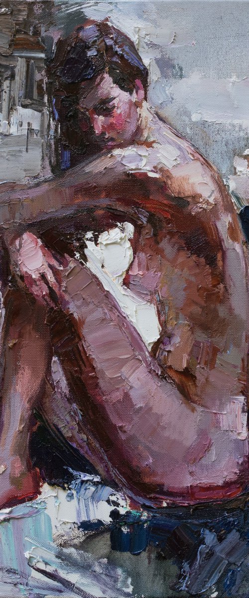 Nude woman  original oil painting by Anastasiia Valiulina