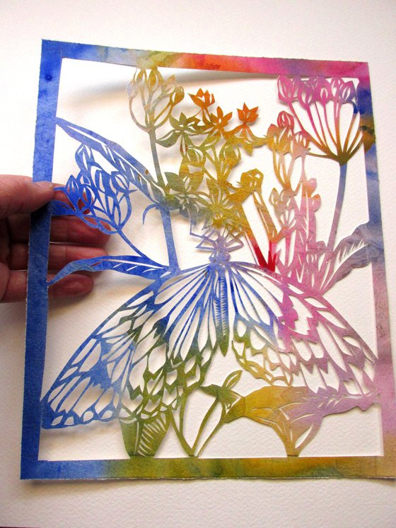 butterfly watercolor paper cut