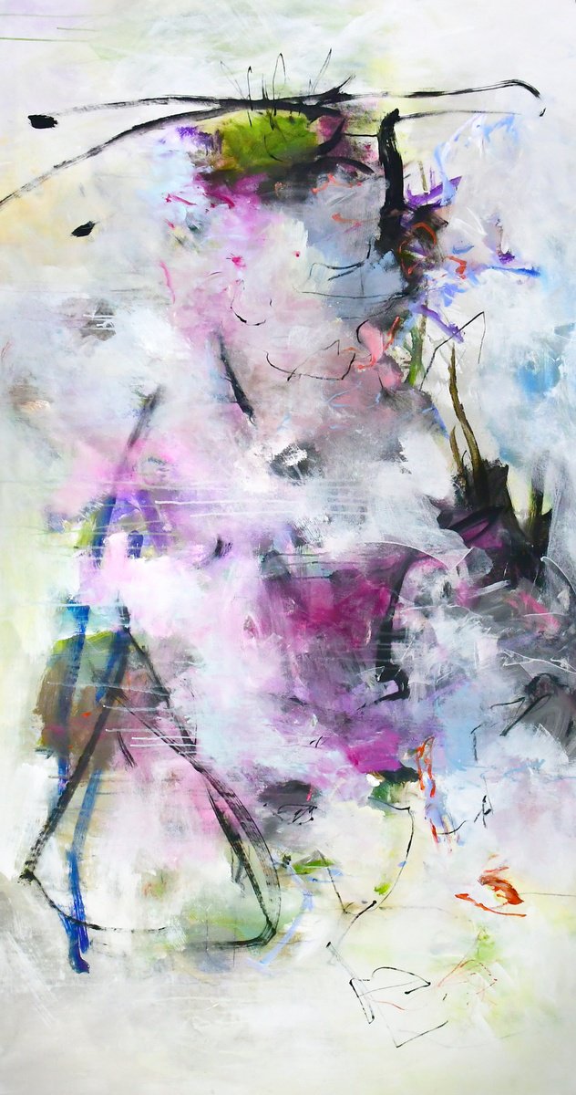 Abstract Acrylic Painting By Kirsten Handelmann, 45 X 83", Why Didn