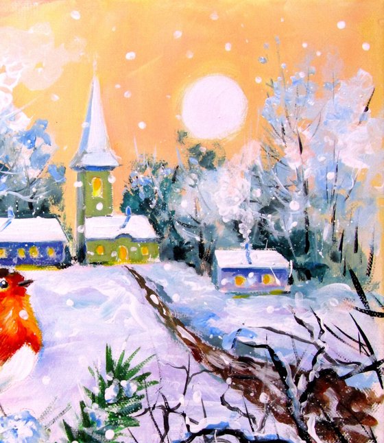 Robin on the edge of village