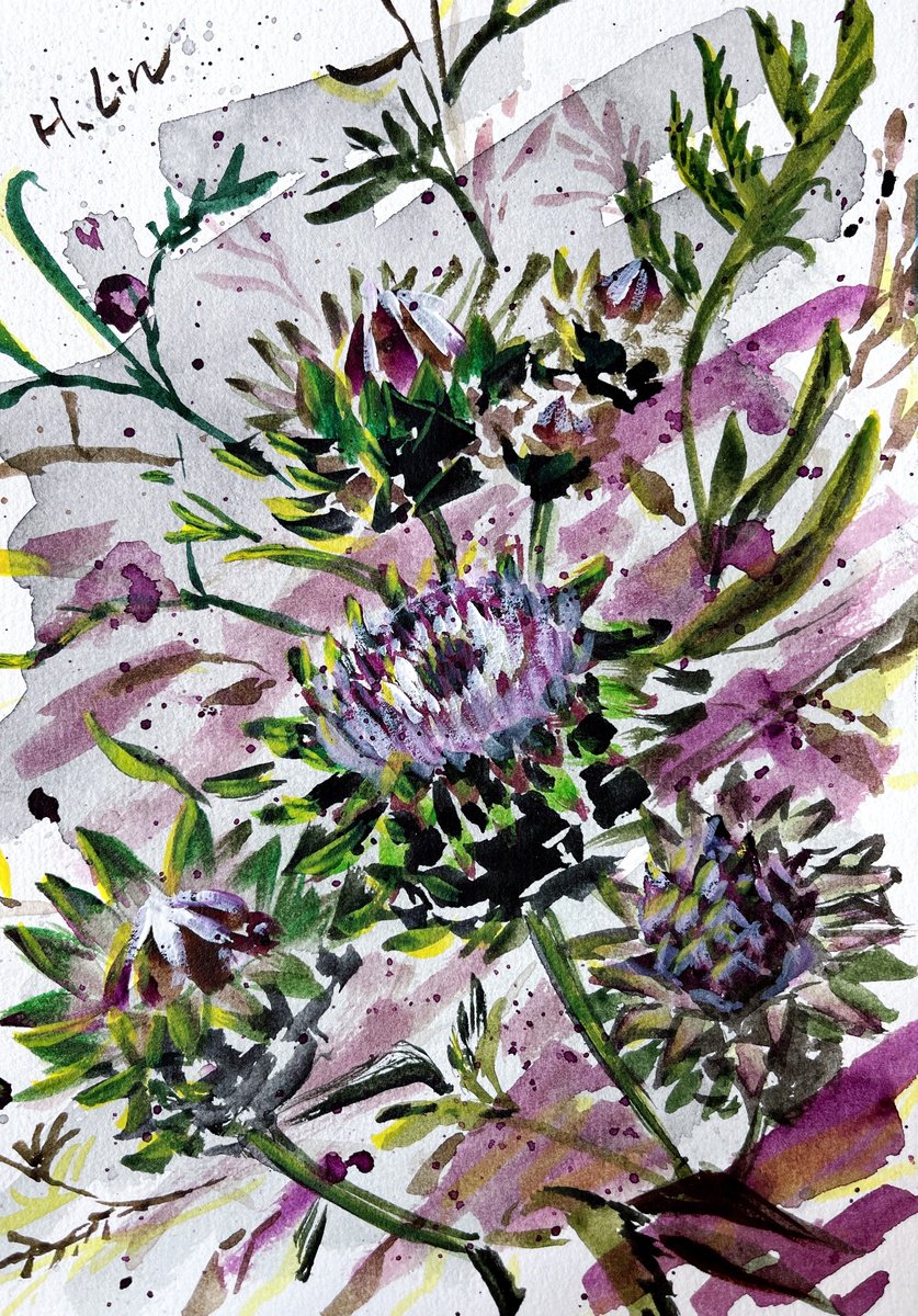 Every Day Start Anew - Artichoke Flower By HSIN LIN by HSIN LIN