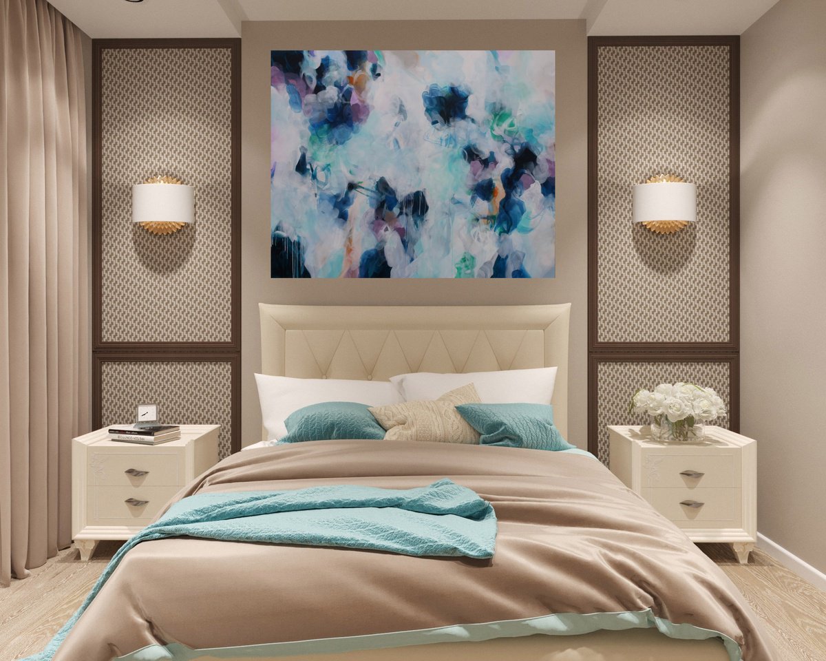 Organic Abstract Acrylic Painting By Susan Wooler, 60 X 48", Xxxl Below The Clouds, Original Artwork