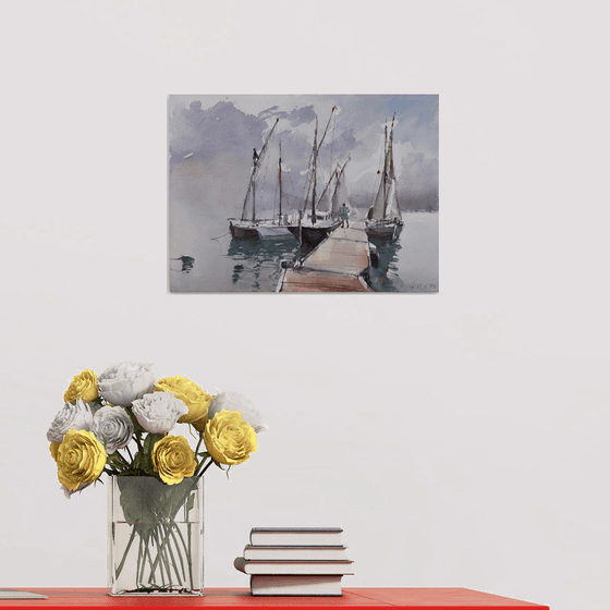 Sailboats on dock 2