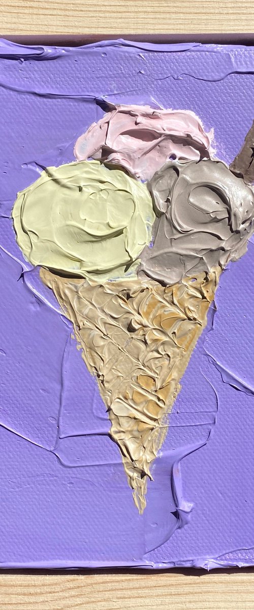 Ice cream on violet (framed) by Guzaliya Xavier