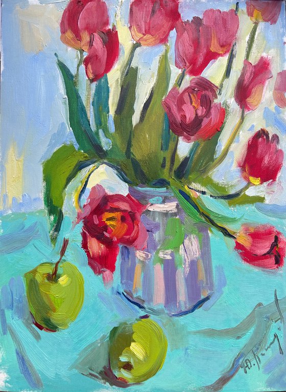Still life with tulips