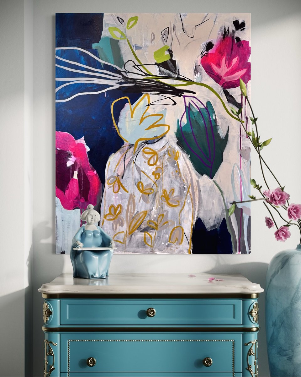 Abstract Acrylic Painting By Tanya Lytko, 32 X 39", "Back To Breath", Original Artwork