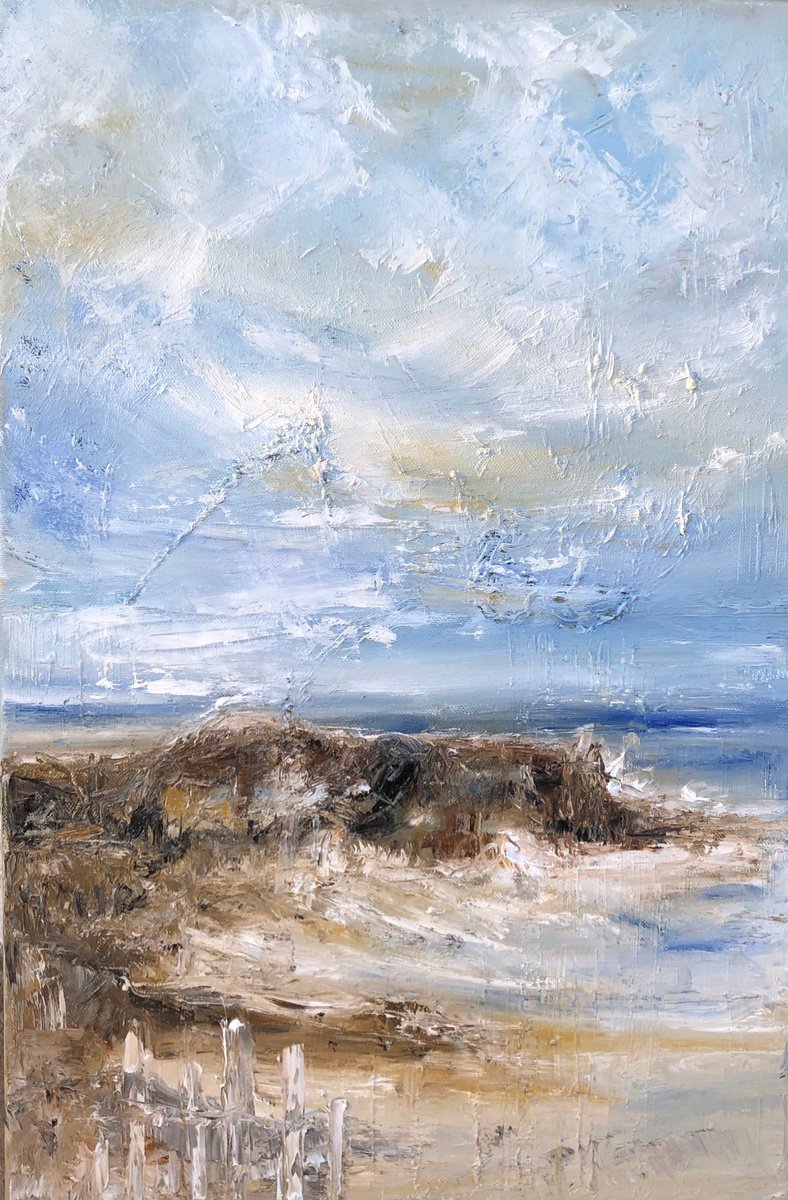 Impressionistic Landscape Oil Painting By Snezana Djordjevic, 16 X 24", Lungo Mare, Original Artwork