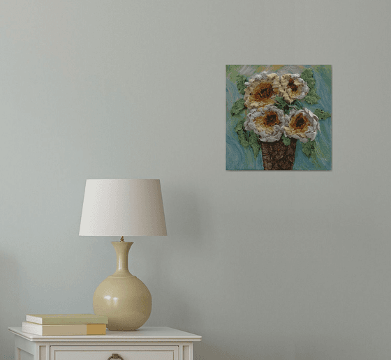 Golden Floral Relief 3D