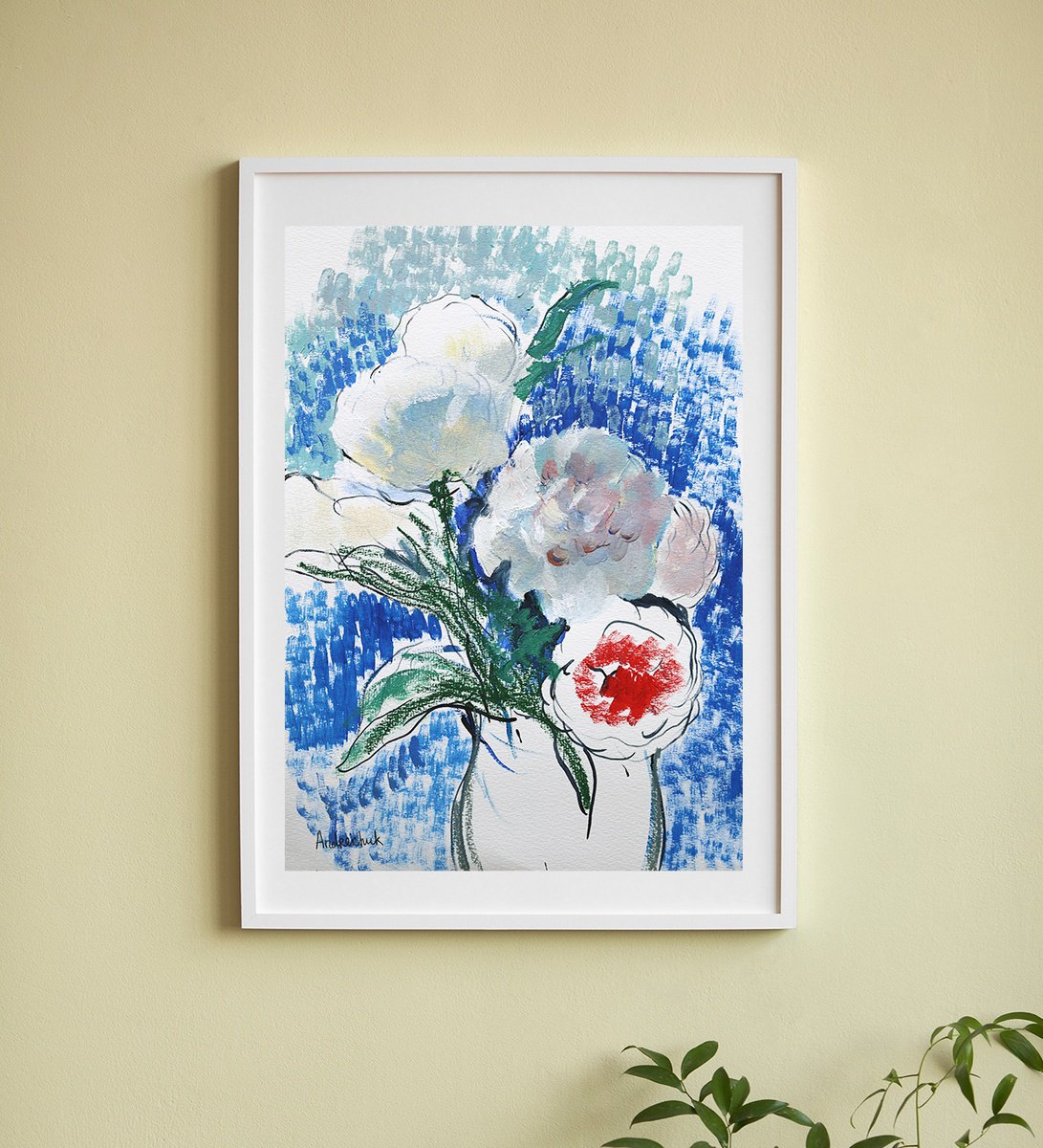 Impressionistic Botanical Acrylic Painting By Artem Andreichuk, 12 X 17, Peonies, Original Artwork