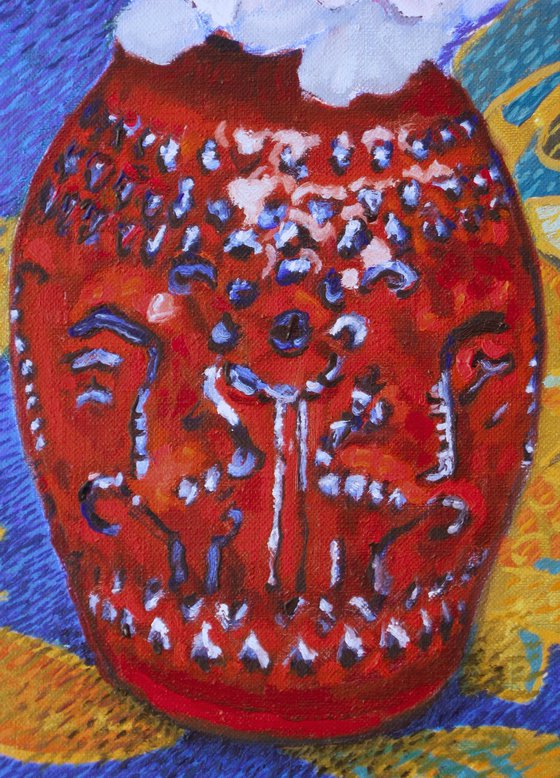 Cherry Blossom in a Red Vase