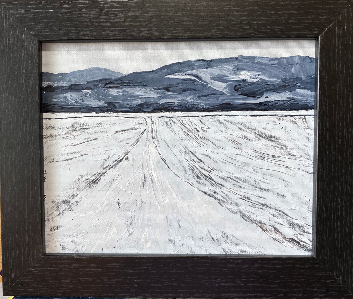 Impressionistic Landscape Acrylic Painting By Kaz Jones, 13 X 11", Snowy Fields, Original Artwork