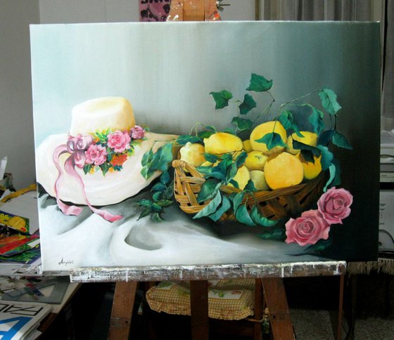 Cheerful lemons - still life - original painting - oil painting