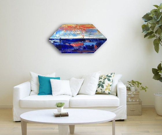 "Heart Of The Ocean" - FREE USA SHIPPING - Original PMS Oil Painting On Wood - 31 x 15.5 inches