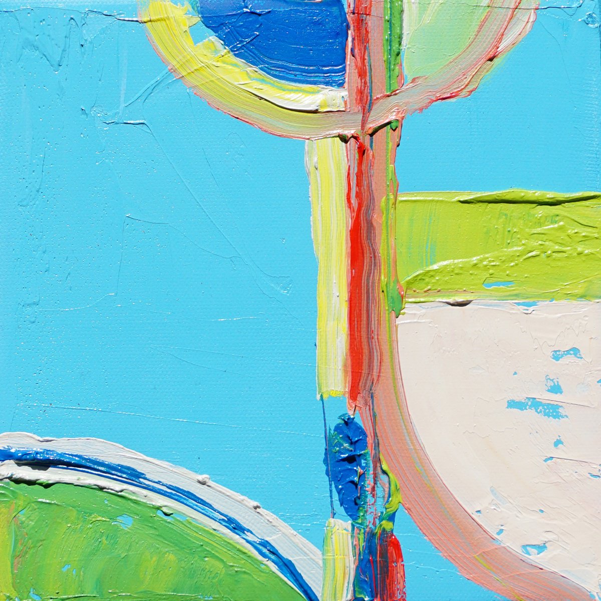 Impressionistic Abstract Oil Painting By Jelena B, 8 X 8, Happy Tile-Sajka, Original Artwork